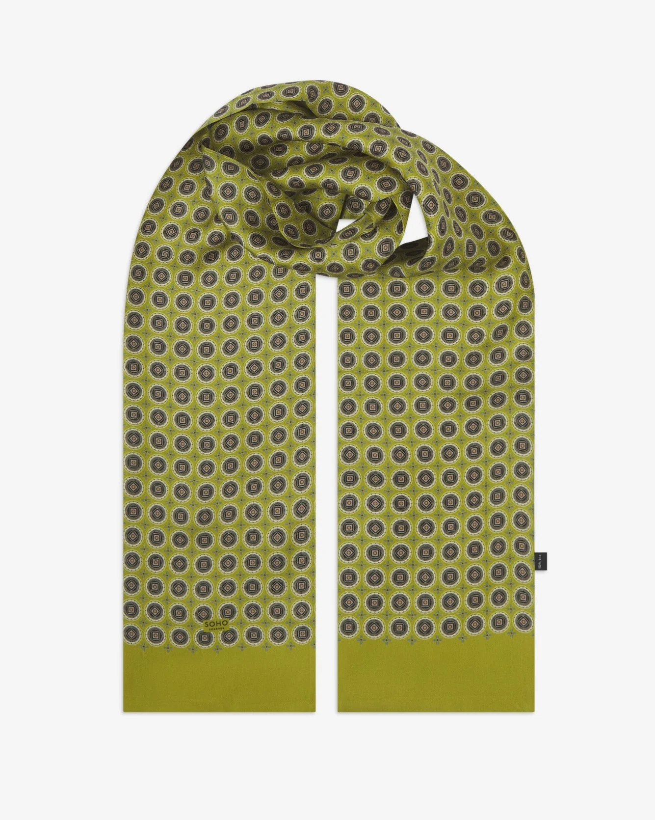 Silk Scarf - Geometric Pattern - Bellingham Lime