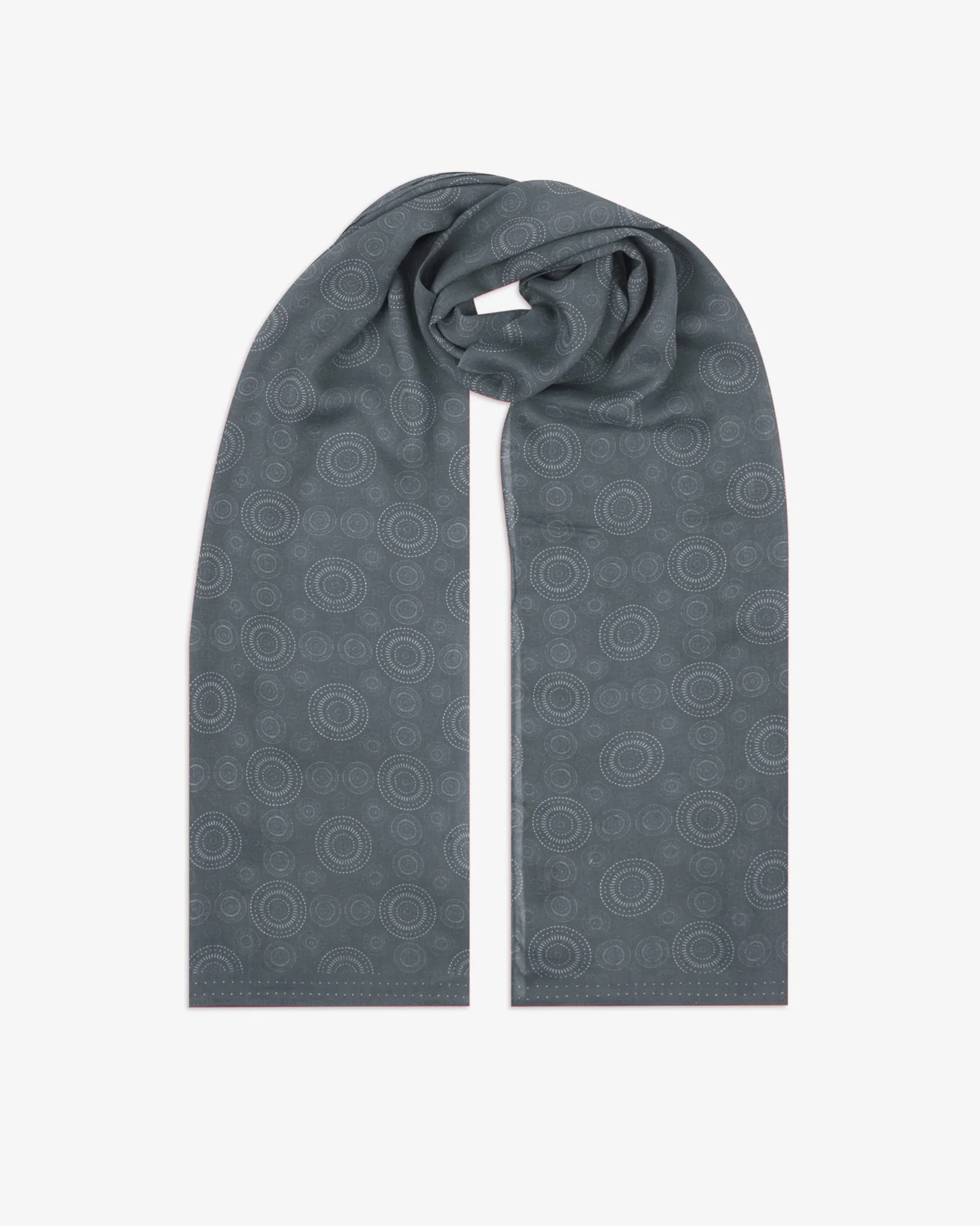 Noughts in Graphite - Bohemian Lightweight Wide Scarf
