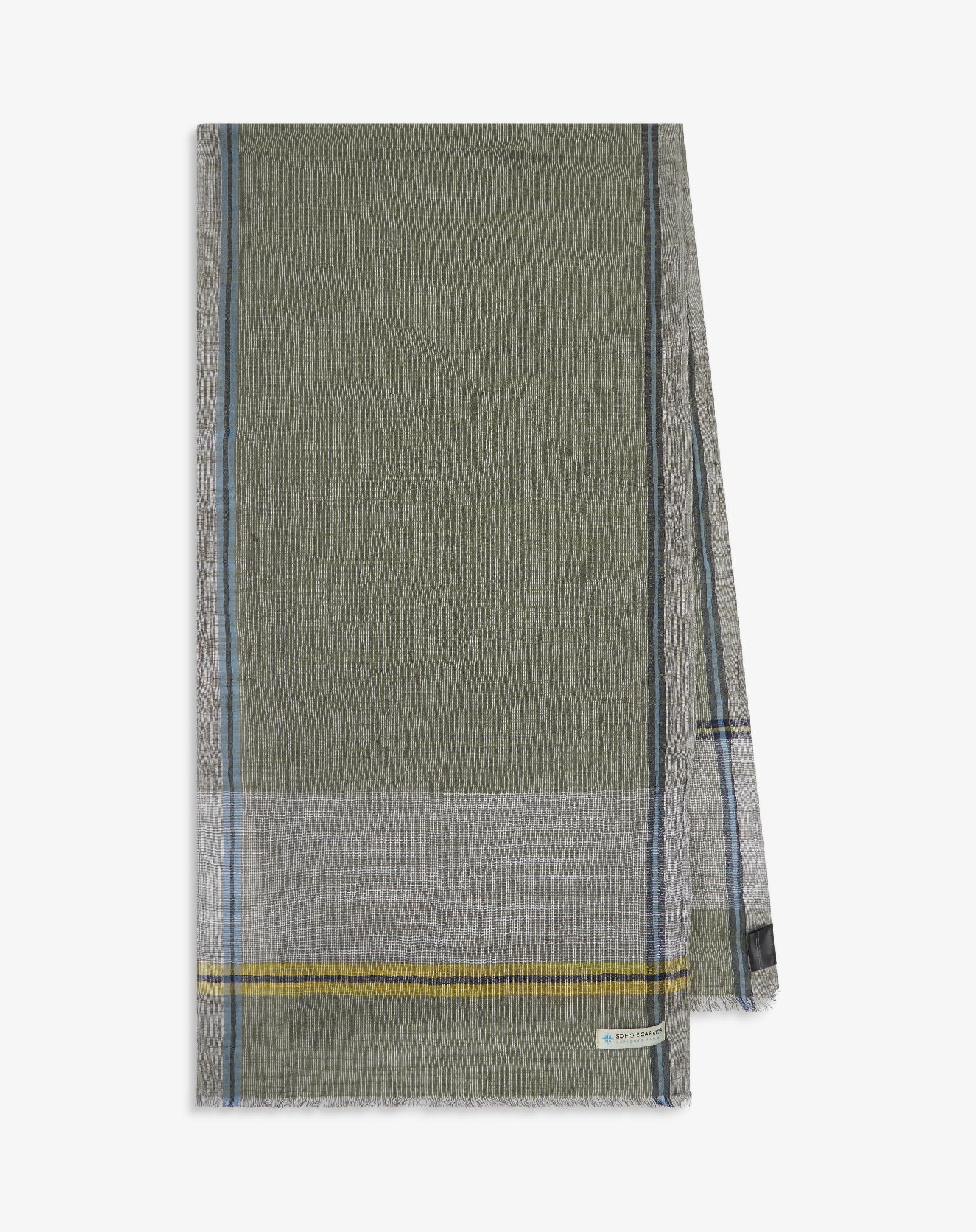 Cotton Scarf in Khaki & Yellow - The Cousteau - Image 3