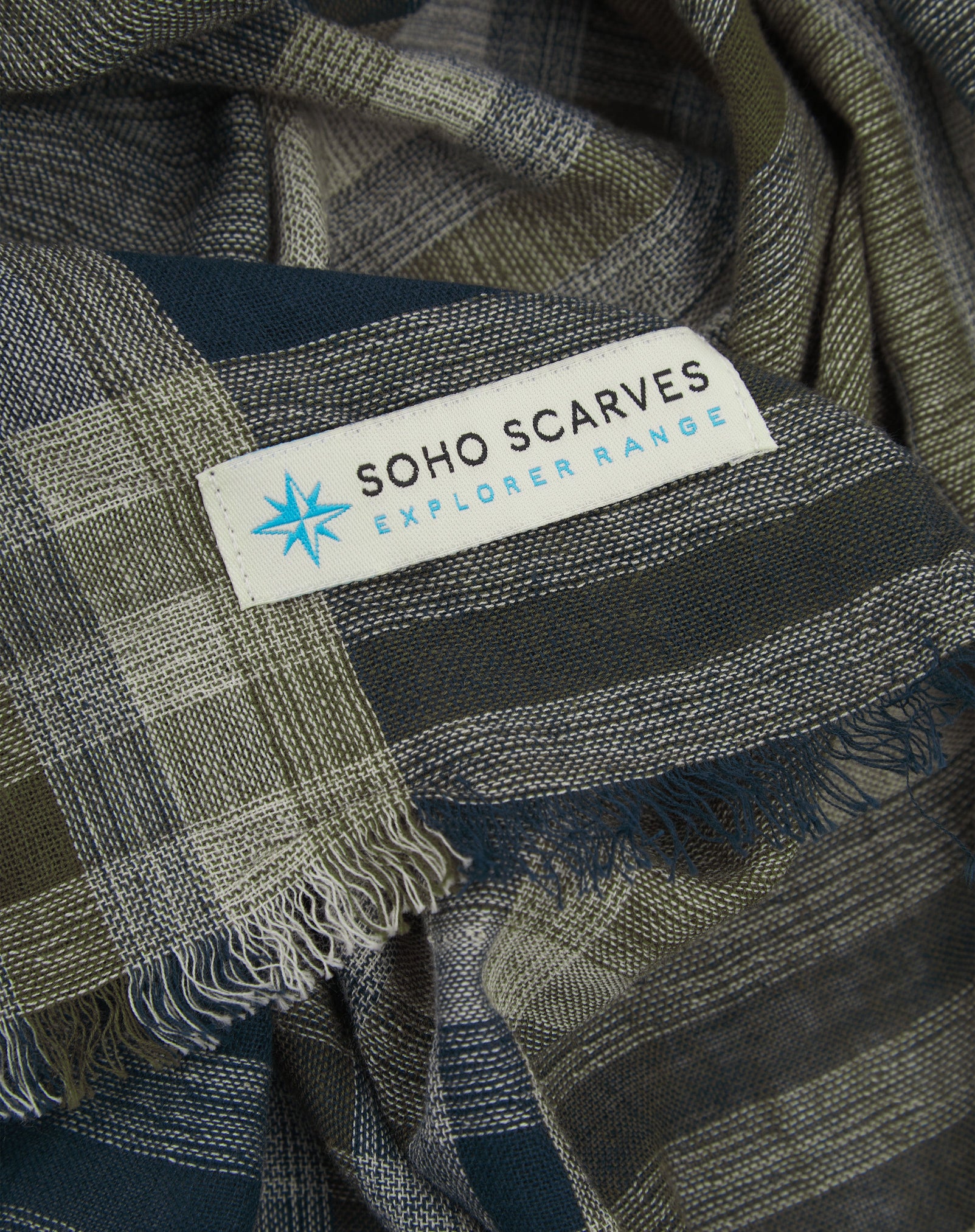 Cotton Scarf in Navy & Olive - The Norgay - Image 2