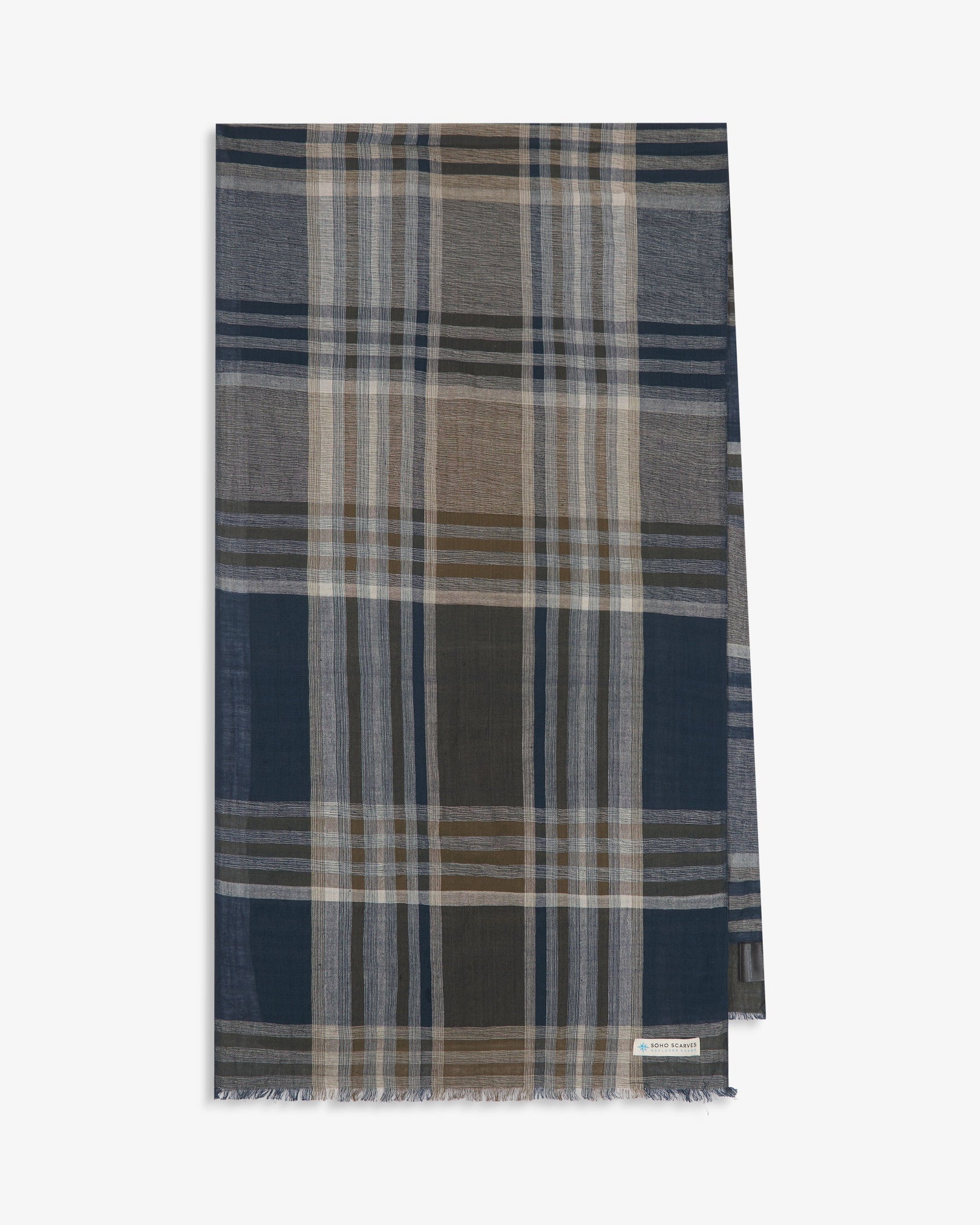 Cotton Scarf in Navy & Olive - The Norgay - Image 3
