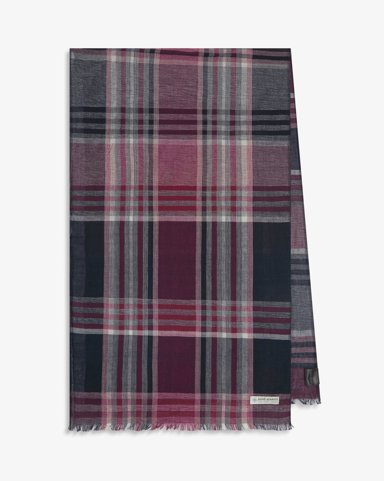 Cotton Scarf in Navy, Red & Grey - The Hillary - Image 3