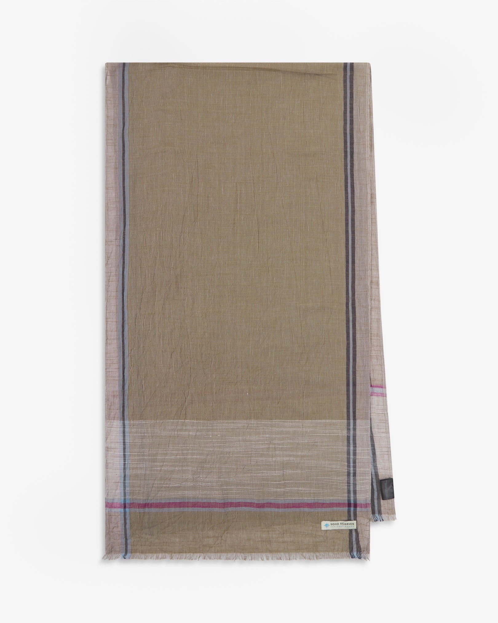 Cotton Scarf in Tan & Red - The Attenborough - Image 3