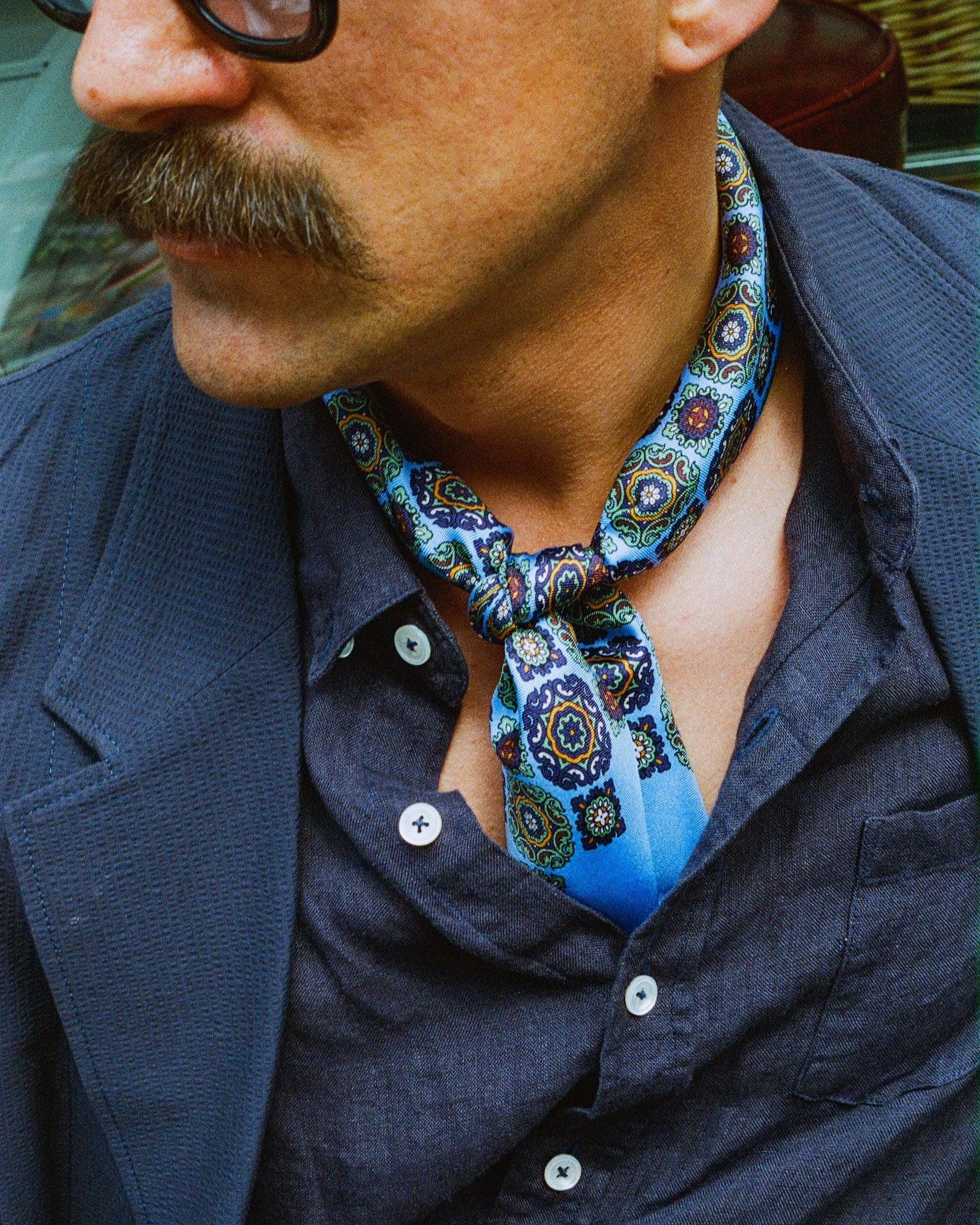 Silk Bohemian Neckerchief - Fitzrovia | Leyland Blue - Image 4