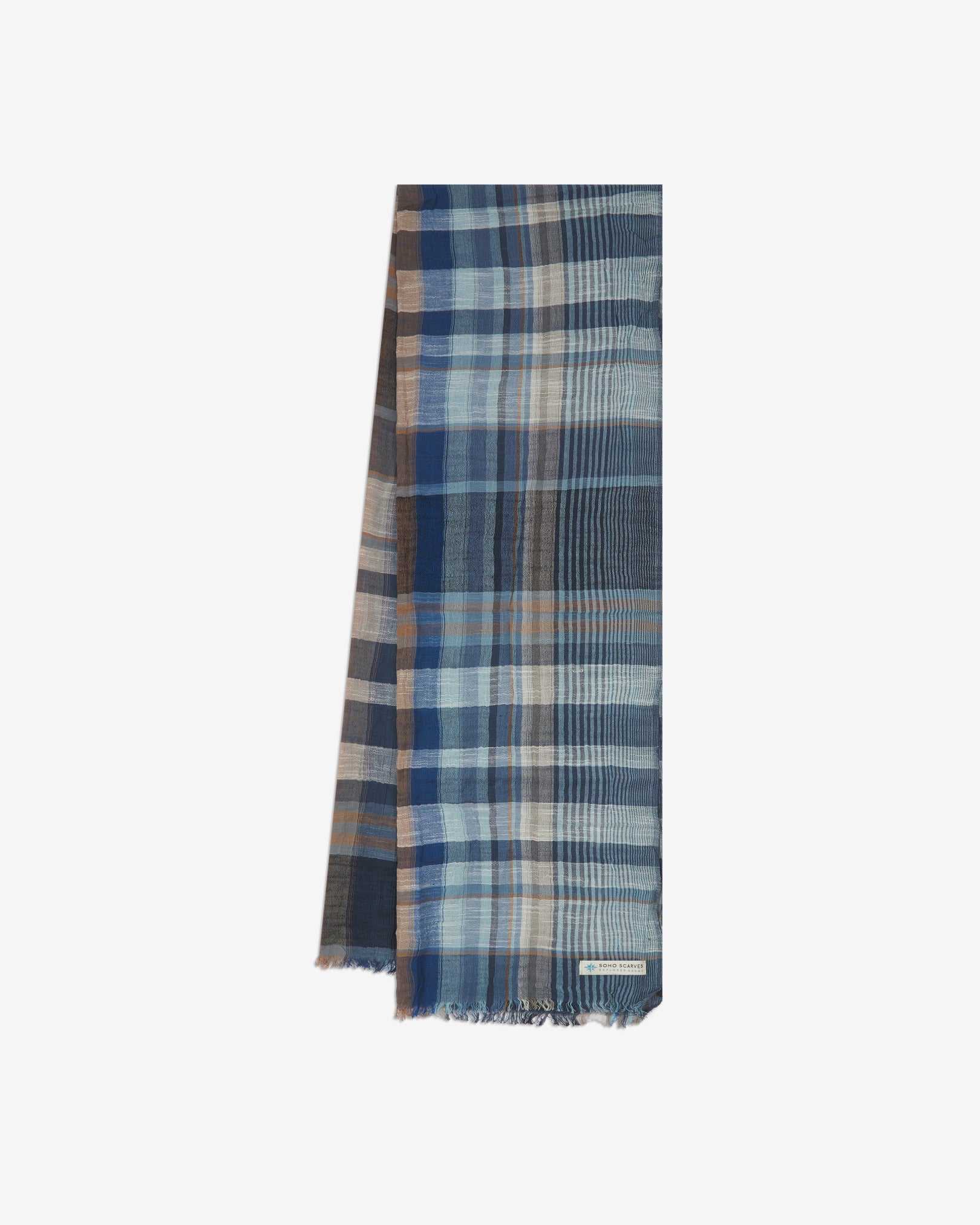 Cotton Scarf in Tan & Navy - The Irvine - Image 3
