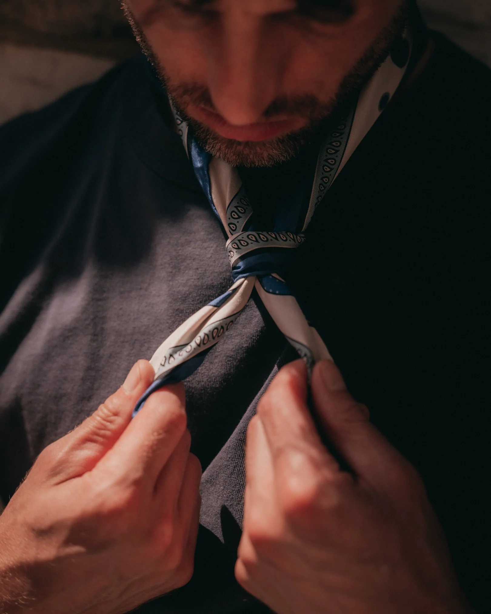 Silk Neckerchief - Belgravia | Cream & Blue - Image 4